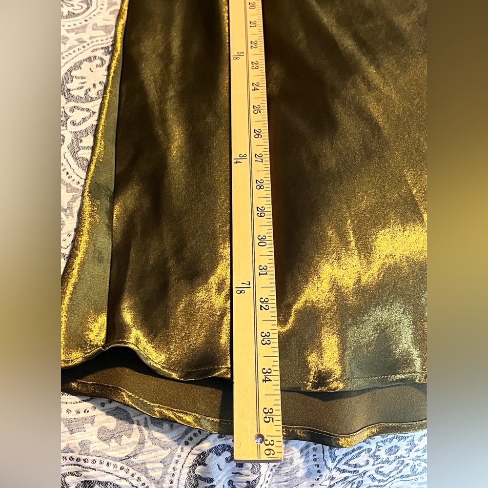 Calligraphie Satin Midi Skirt Olive Green XL - Picture 6 of 8